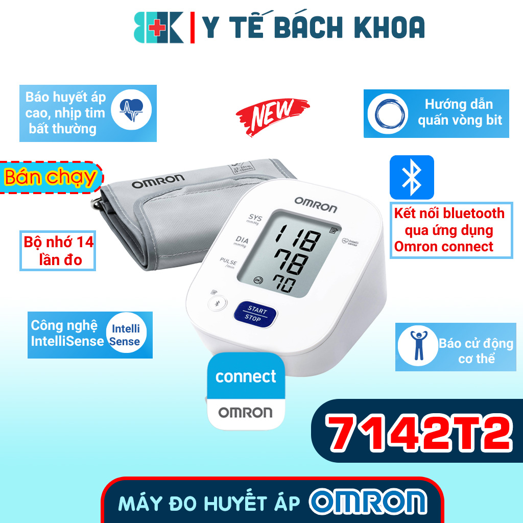 MÁY ĐO HUYẾT ÁP BẮP TAY TỰ ĐỘNG OMRON HEM-7142T2 (MẪU MỚI CÓ BLUETOOTH)